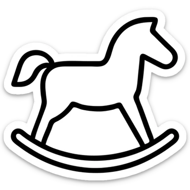 rocking horse, simple icon style, clean lines, minimal details, suitable for app icon sticker