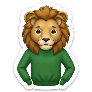 lion wearing green jumper sticker