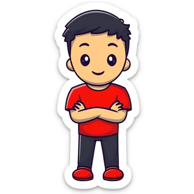 Meno character wearing a red t-shirt sticker