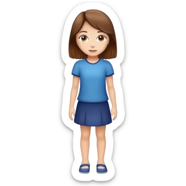 full body girl with brown hair standing up sticker