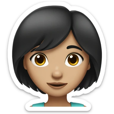 girl with black hair and brown eyes  sticker