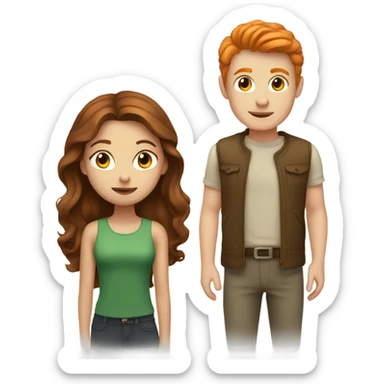 Brunette girl and ginger boy  sticker