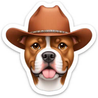 Red American bully without white splotch and with cowboy hat sticker