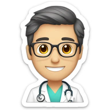 doctor, joven, cabello corto, rubio, con lentes, con titulo GRACIAS sticker