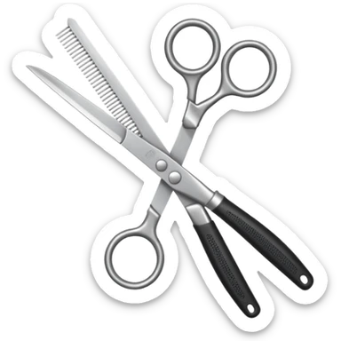 Make into an emoji with hair shears and a comb 2D sticker