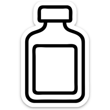 Remove the liquid elements and add a cap to the bottle or container, keeping the minimal black and white style, outline only, no fill, modern and clean, with no background. sticker