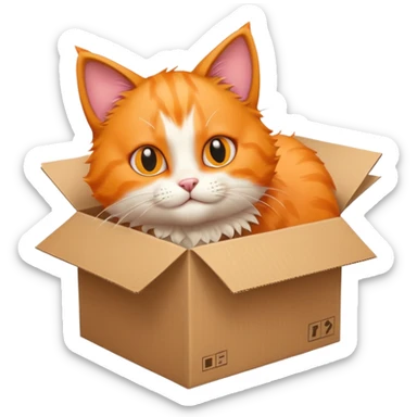 The cat jumps into the box. The head of the cat faces the box, the viewer sees the back of the cat sticker
