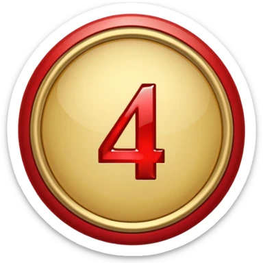 Make a round badge for a paid subscription out of gold with a red emerald and the number 4. sticker