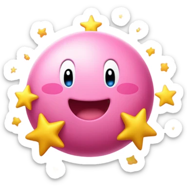 cute happy classic Kirby jumping on a star sticker