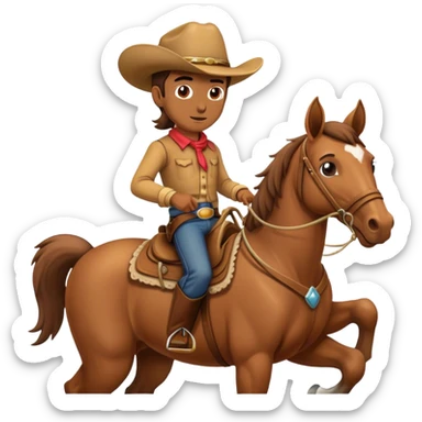 Cowboy riding horse sticker