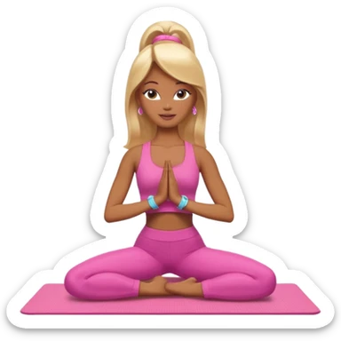 Brown skin blonde hair Barbie doing yoga sticker