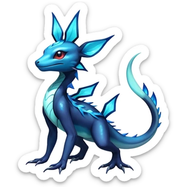 Colorful Dark Shiny Exotic Salandit-Aurorus-Glaceon-Fakémon-hybrid-creature (full body)  sticker