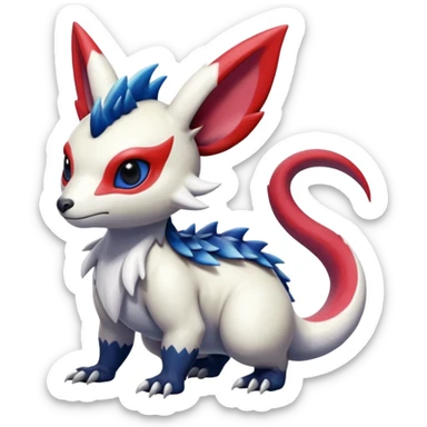 Scaly cute colorful exotic realistic painted smooth glossy Zangoose-Salandit-Minccino-Absol-fusion sticker