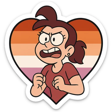 lesbian pride flag, heart-shaped version, clean lines, no text sticker