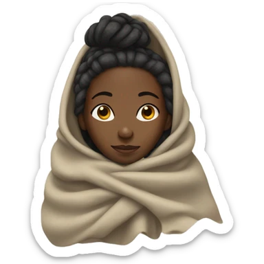 Black girl with dreadlocks wrapped in blanket sticker