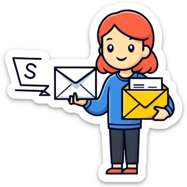 woman holding mail sticker