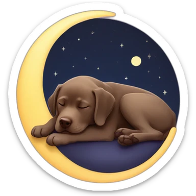 Labrador chocolate sleeping with moon sticker