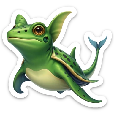 Frog on a Manta ray sticker