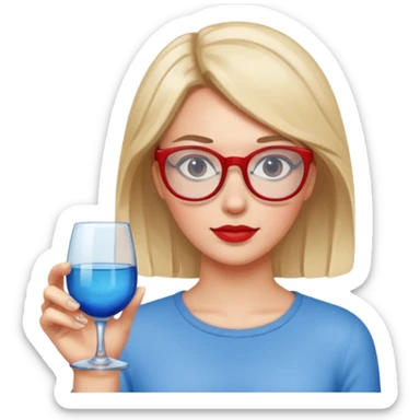 woman with glasses one glass red one glass blue sticker