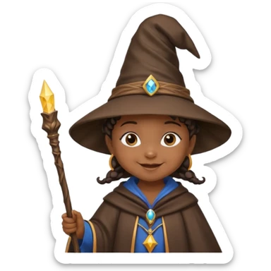 black baby girl wizard with staff sticker