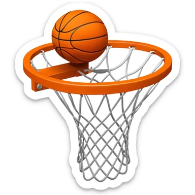 Basketball going through hoop net, viewed from above sticker