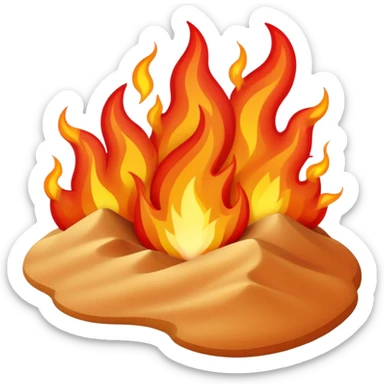 hot desert sand with flames and heat waves rising from it sticker