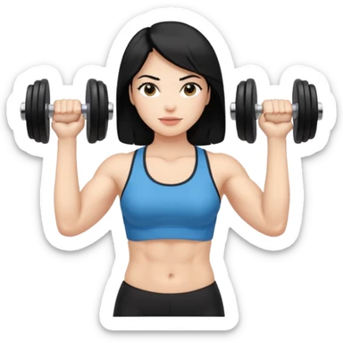 mujer de pelo negro con mancuernas sticker