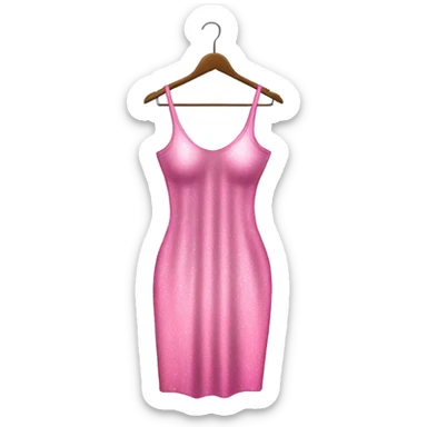 sparkly pink long bodycon dress on hanger sticker