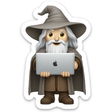 gandalf with a macbook sticker