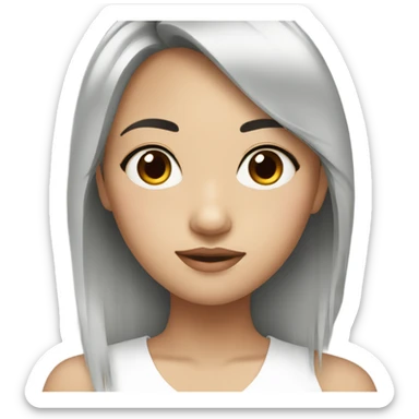 Asian girl with lashes and dark brown straight hair  sticker