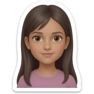 emoji métisse algérienne fille 10 ans mince cheveux longs et lisses sticker