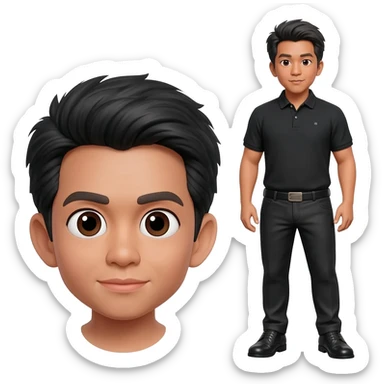 Filipino man black polo shirt and black pants and leather shoes  sticker