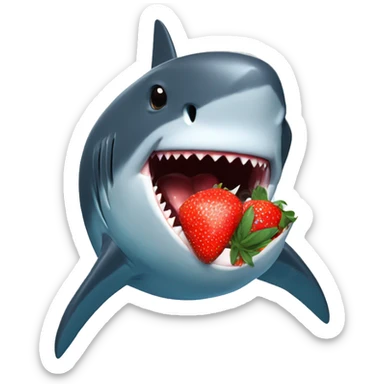 Shark eating strawberry sticker