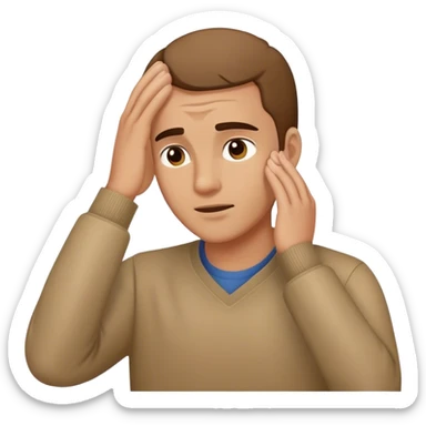 A guy with his hand on his forehead shaking his head sticker