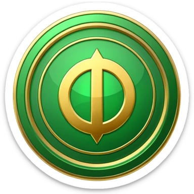 green coin with king emblem inside sticker