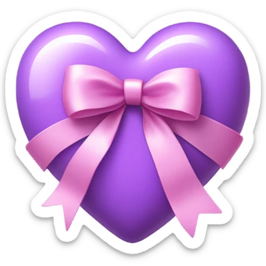 a violet heart wrapped by apink bow sticker