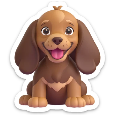 chocolate tan English cocker spaniel puppy standing with floppy ears and happy face sticker