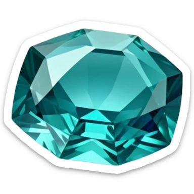 Faceted indicolite tourmaline with teal-blue hue and brilliant cut sticker
