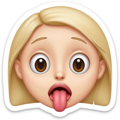 retarded silly face huge eyes tongue out sticker