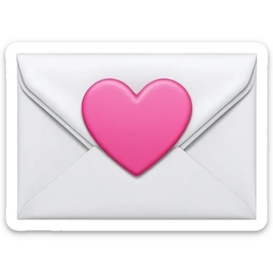 A 3D render of a white letter envelope with a vibrant pink heart sticker, clean background sticker