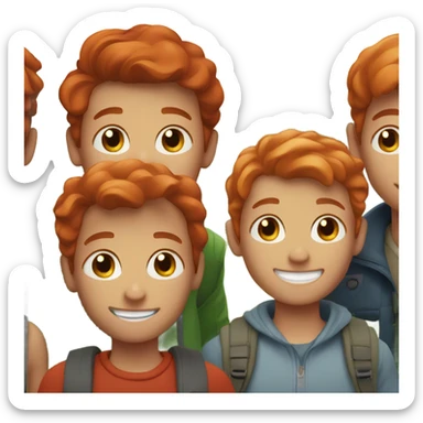 smiling redhead with boys outdoors sticker