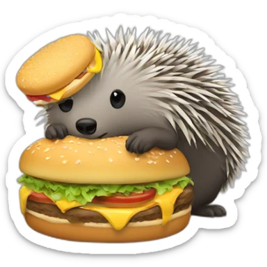 porcupine eating a hamburger sticker