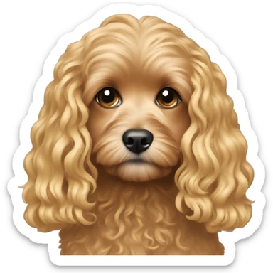 Cavapoo with girl, long blonde hair sticker