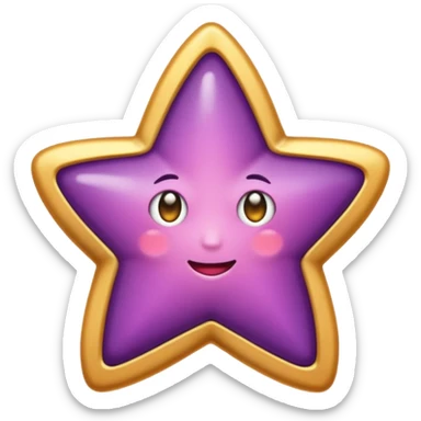 Quiero un emoji de estrella, pero que la estrella sea de oro rosa y brilli brilli con chispitas moradas sticker