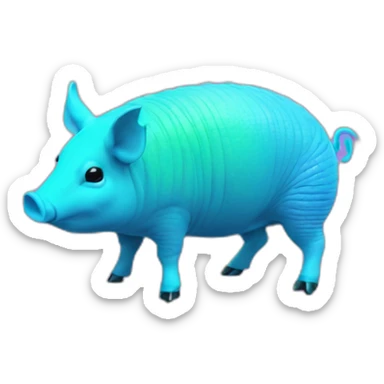Vaporwave cyan gradient pig armadillo cow centipede insect sticker