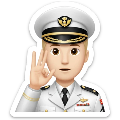 White military officer whit a small black point over his mouth is rasing his right hand to greet someone not in the picture  sticker