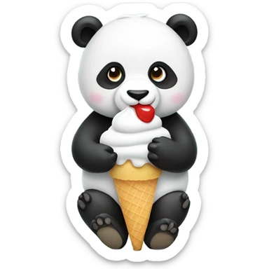 Panda eating ice cream sticker