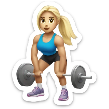 Blonde girl doing squats with barbell sticker