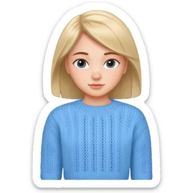 sky-blue knitted wool sweater, round neck, Girl's wear. sticker