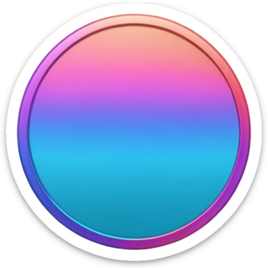 
One  3d coin color in in gradient of turquoise, blue, pink, purple, and coral sticker
